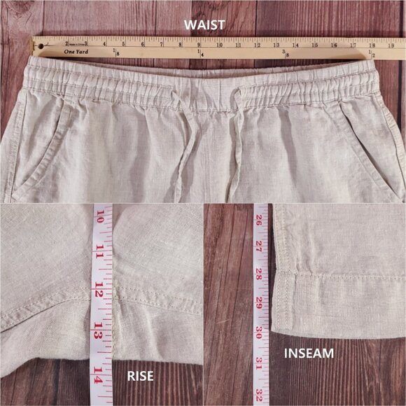 LL Bean Womens Size 16 M/T Premium Washable Linen Pull-On Pants Beige Oat 506767 - Picture 13 of 13